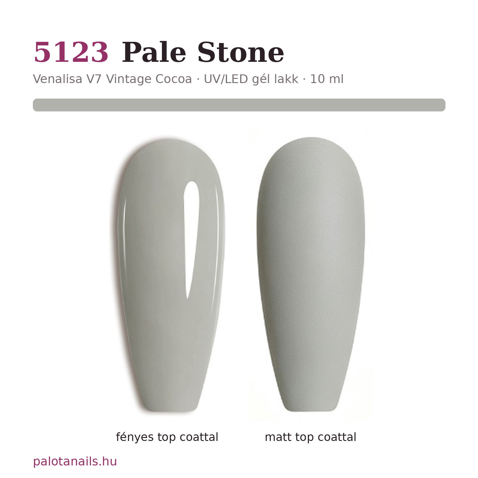 Venalisa 5123 Pale Stone gél lakk – fényes és matt top coattal
