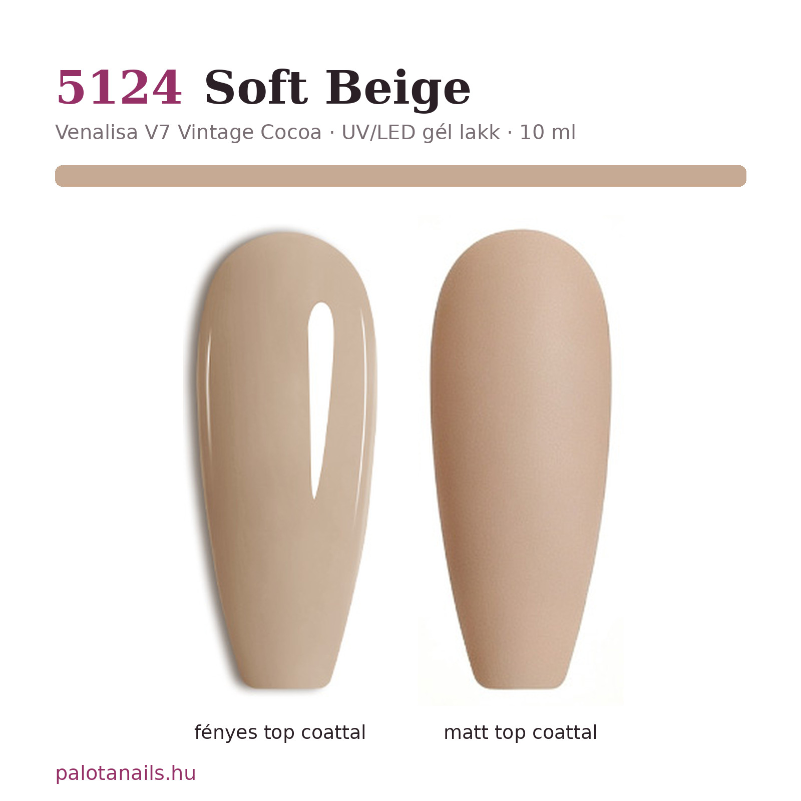 Venalisa 5124 Soft Beige gél lakk – fényes és matt top coattal