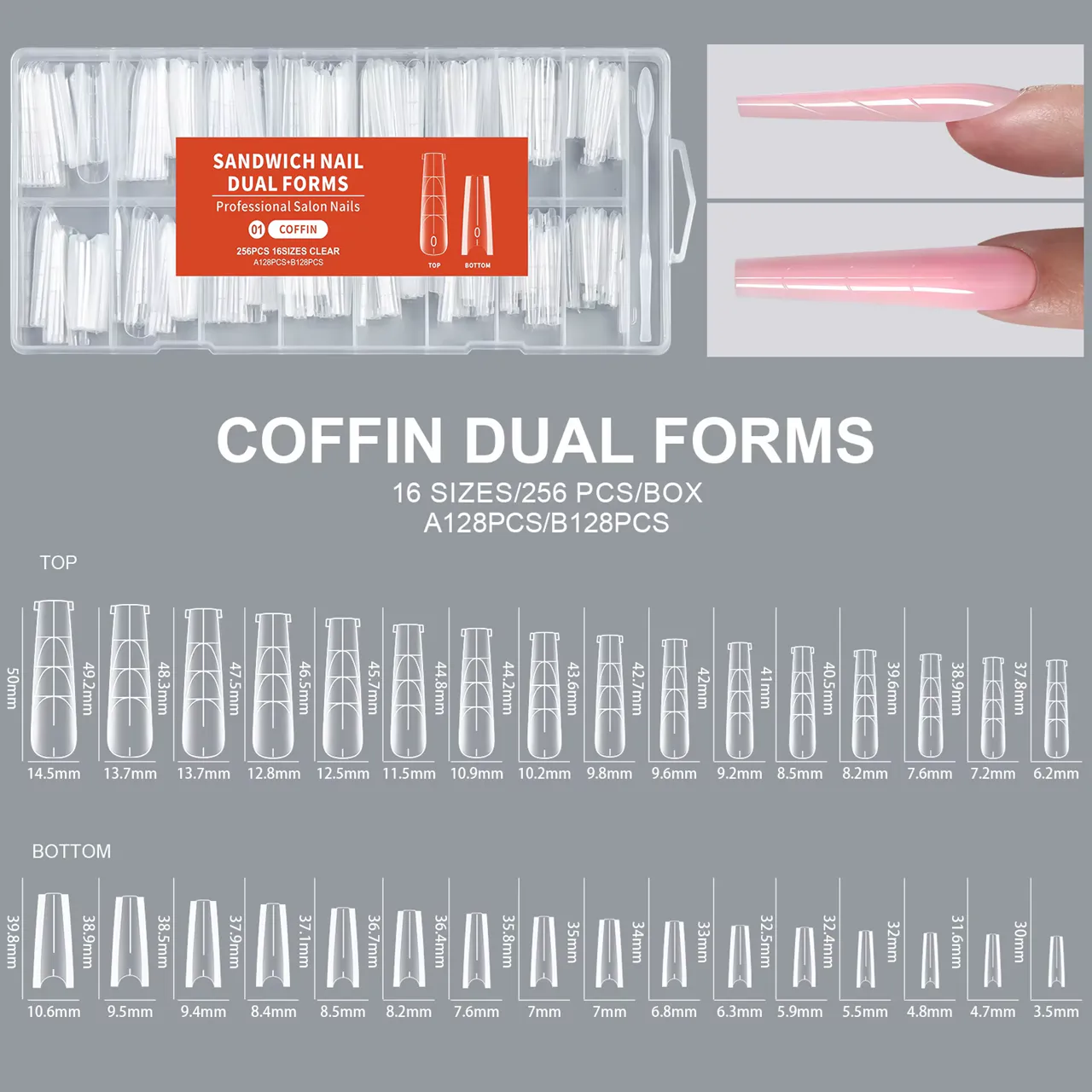 Sandwich Dual Form Tip - 256 db/box - Balerina / Coffin
