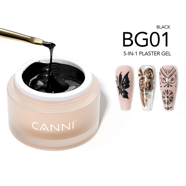 CANNI díszítő zselé - BG01 - 5in1 Plaster Gel 10g - Black
