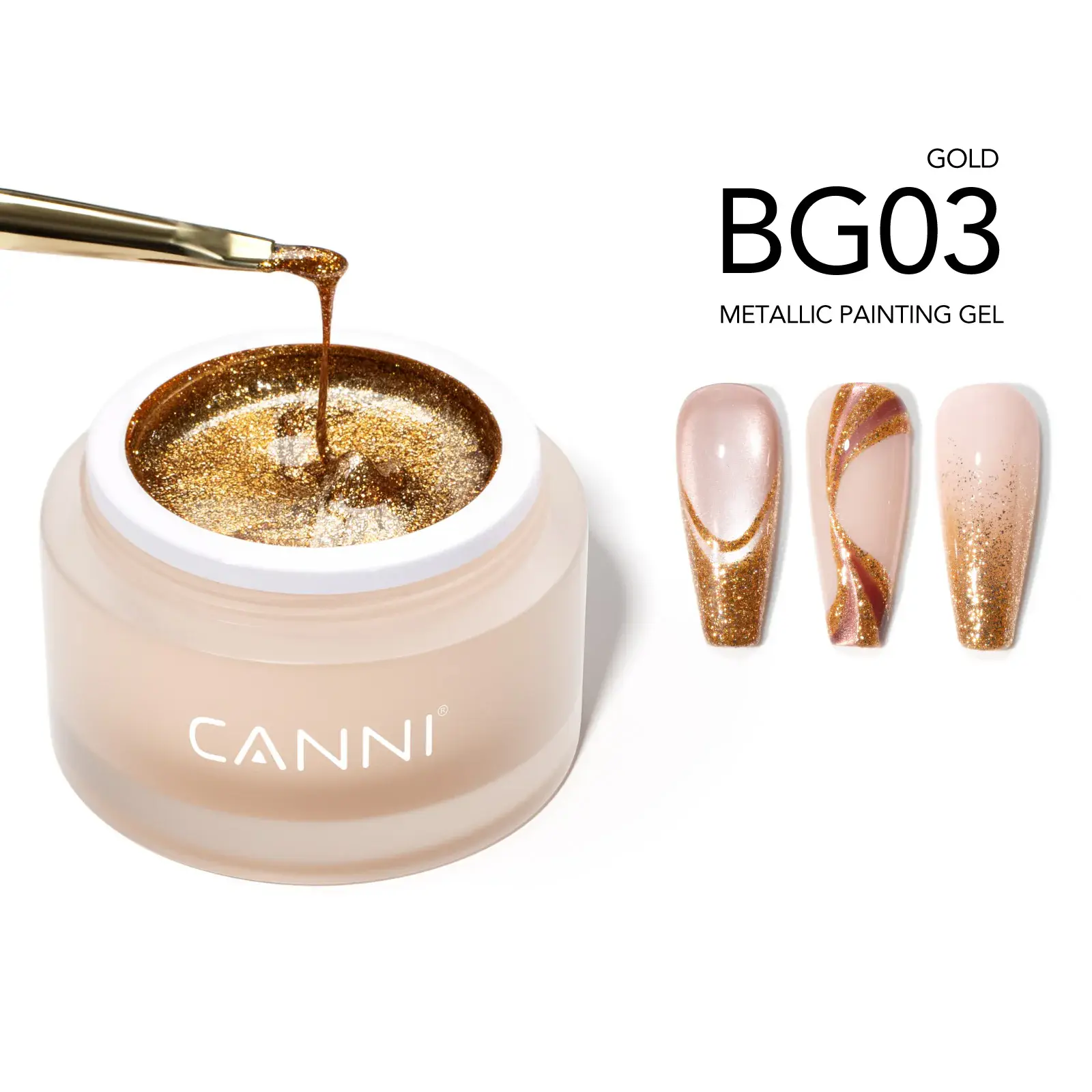 CANNI díszítő zselé - BG03 - 5in1 Metallic Painting Gel 10g - Gold