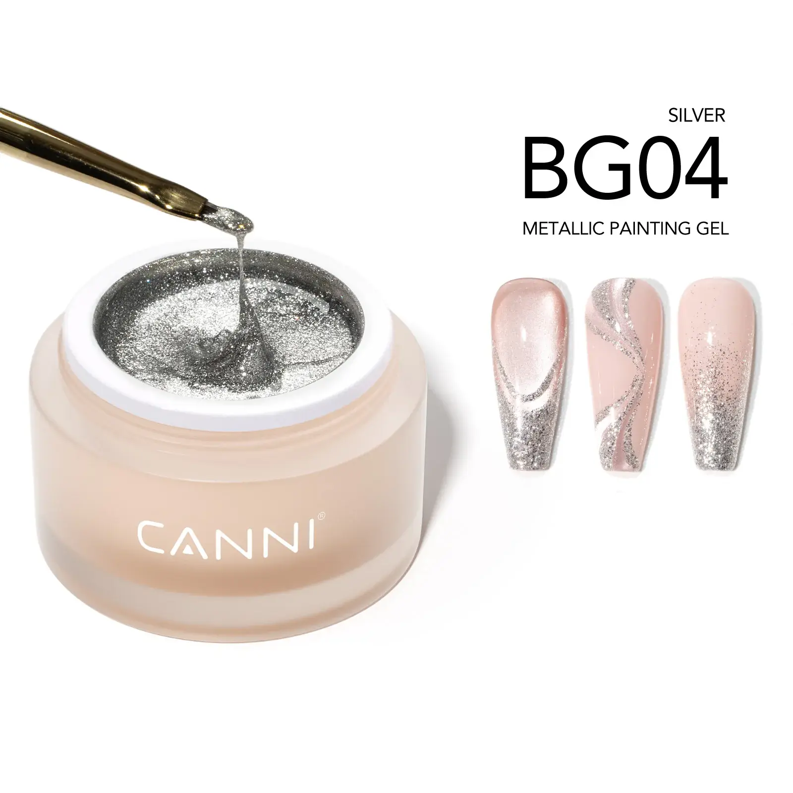 CANNI díszítő zselé - BG04 - 5in1 Metallic Painting Gel 10g - Silver