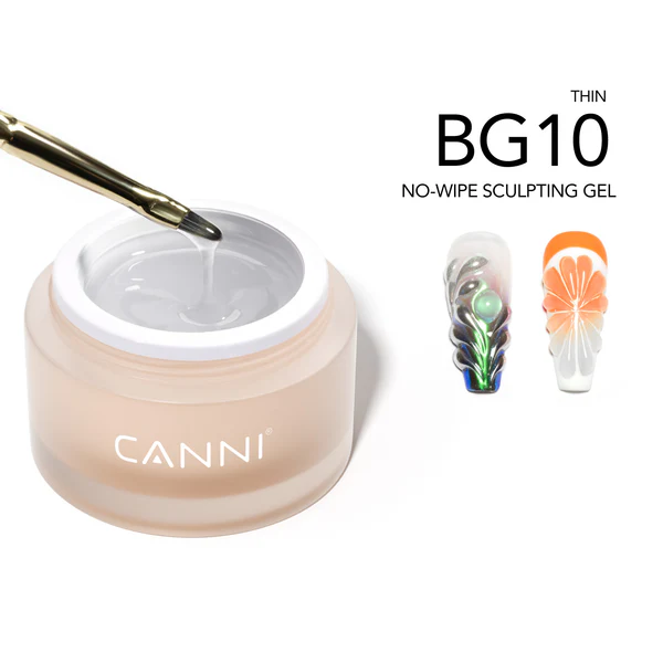 CANNI díszítő zselé - BG10 - No-Wipe Sculpting Gel THIN 10g - Clear "lágy 2D zselé"