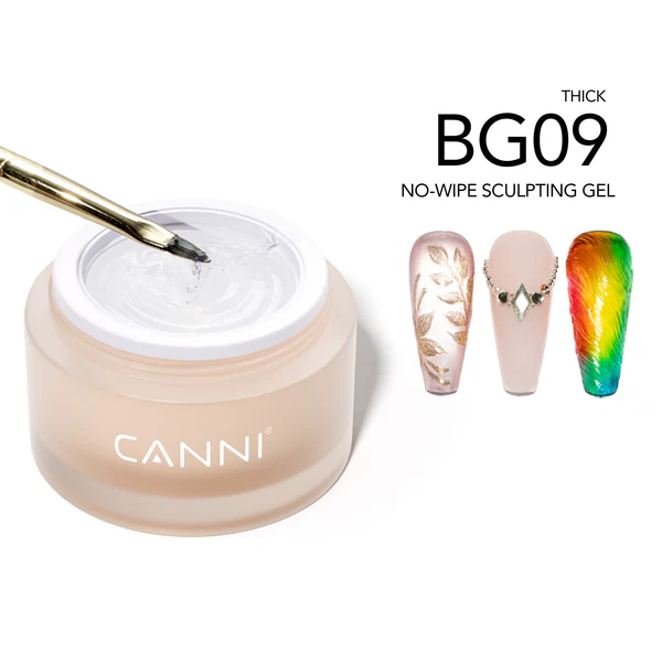 CANNI díszítő zselé - BG09 - No-Wipe Sculpting Thick GLUE Gel 10g - Clear
