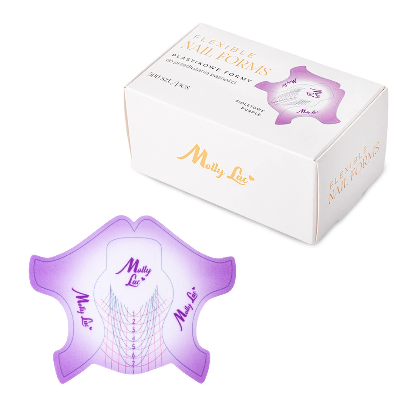 MollyLac Flexible műkörömépítő sablon – lila – 500 db