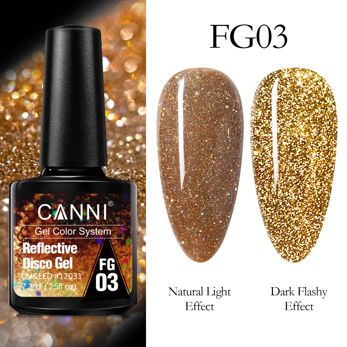 CANNI UV/LED Reflective Disco gél lakk 7.3 ml - FG03