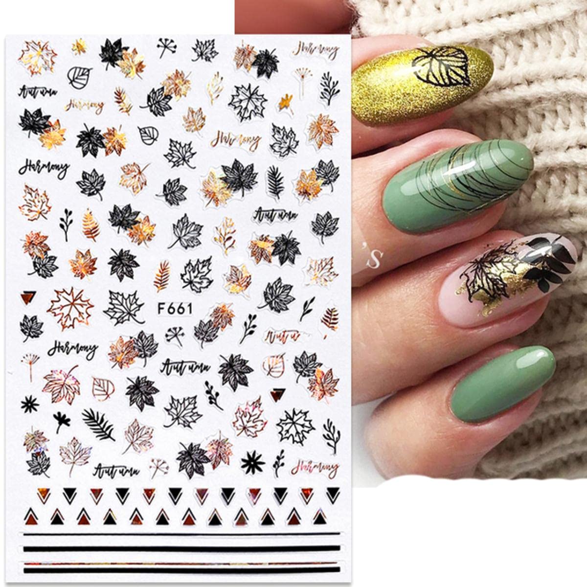 Köröm matrica 3D-s No.F661 Black&Gold