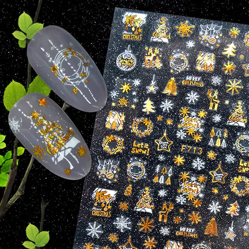 Köröm matrica 3D-s No.F713 - Gold&White -26