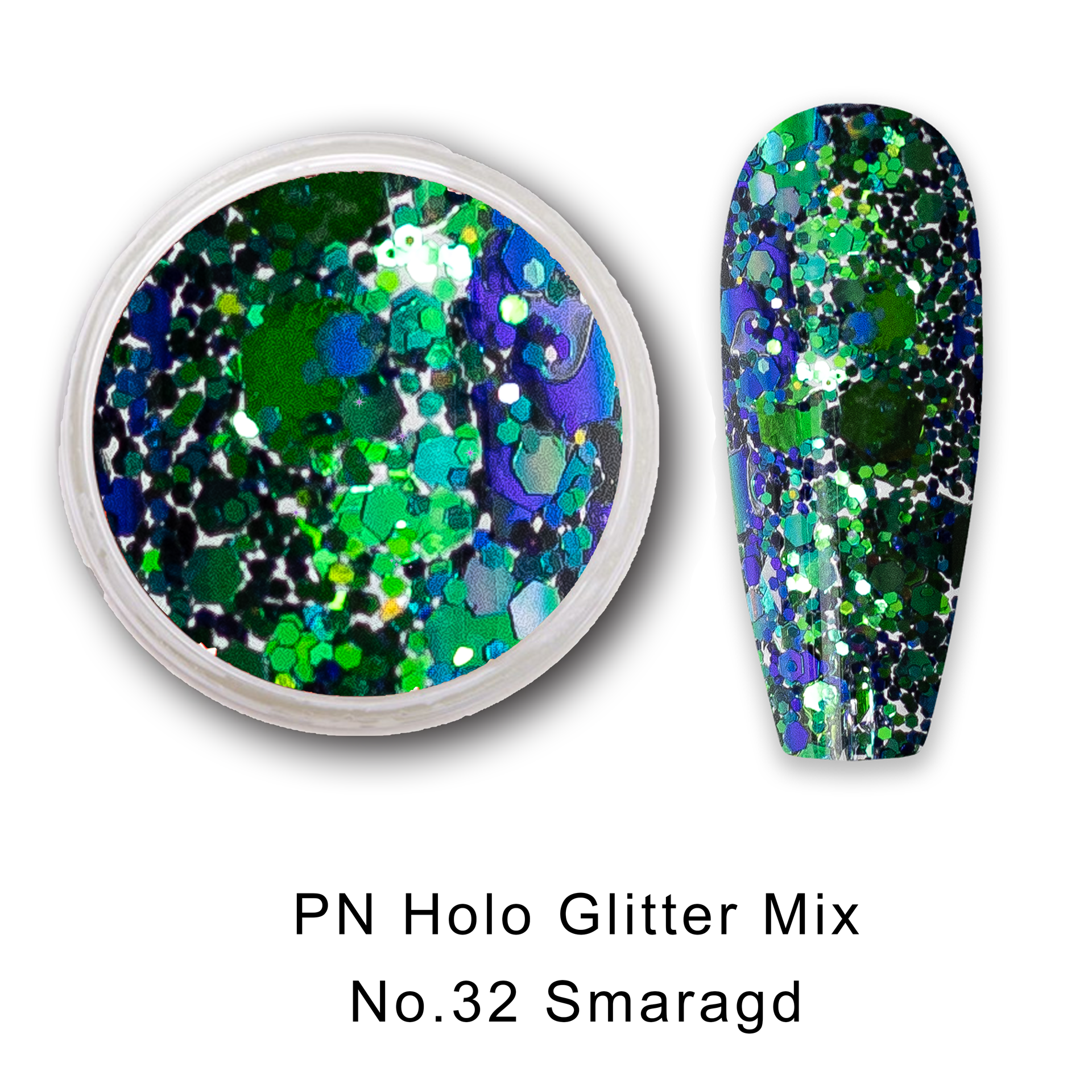 PN Holo glitter mix No.32 Smaragd