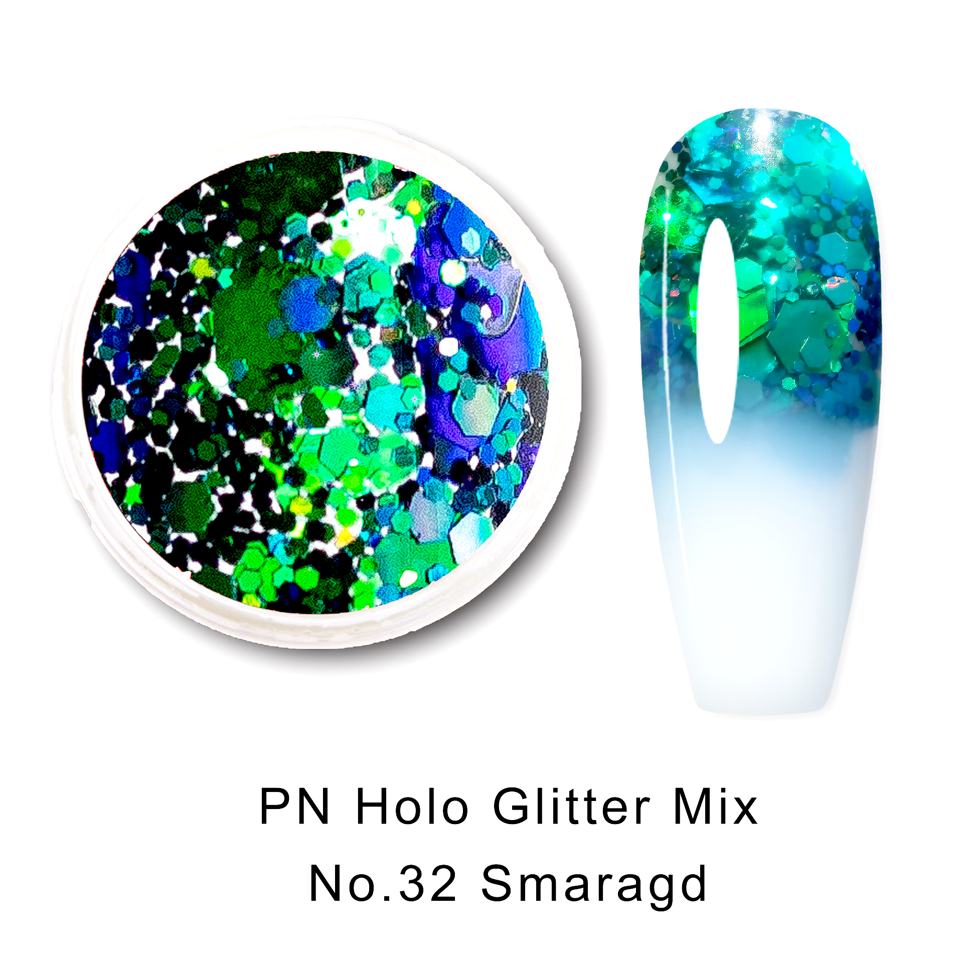 PN Holo glitter mix No.32 Smaragd