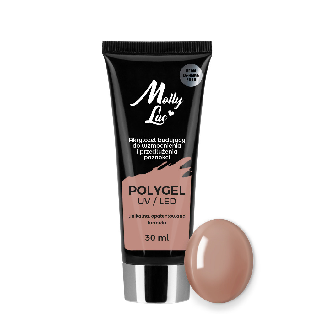 MollyLac Hema és Di-Hema FREE UV/LED Poly gél - 30ml - No.23 Light Brown 