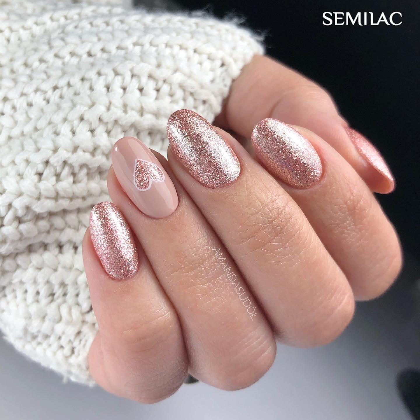 SEMILAC UV/LED Gél Lakk 7ml - 349 - Delicate Vanilla Glitter
