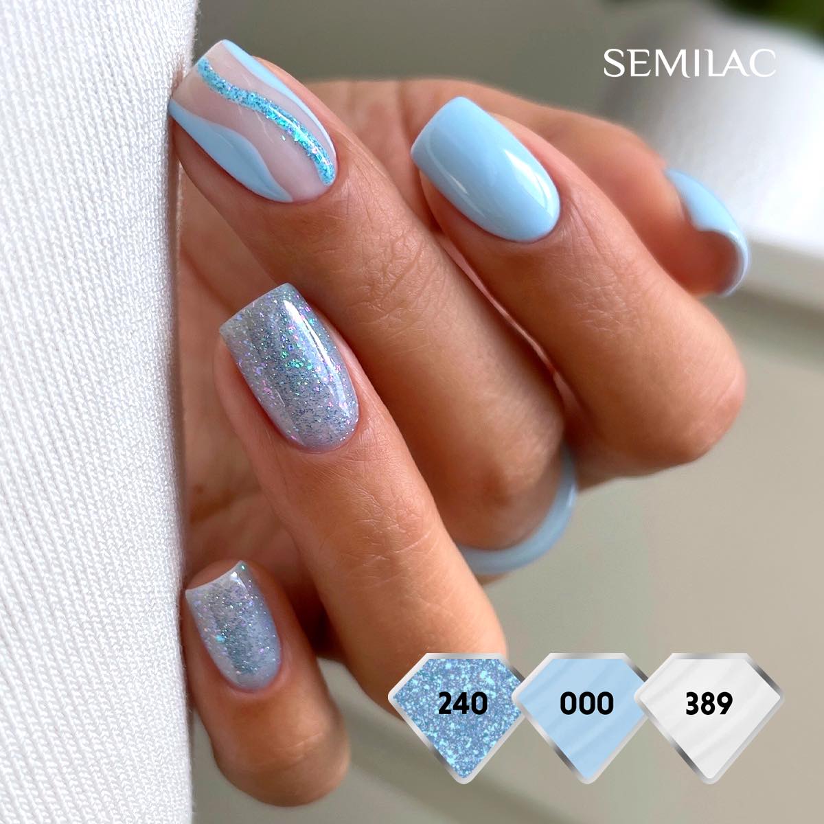 SEMILAC UV/LED Gél Lakk 7ml - 389 - HEMA FREE - Coconut Ice Cream