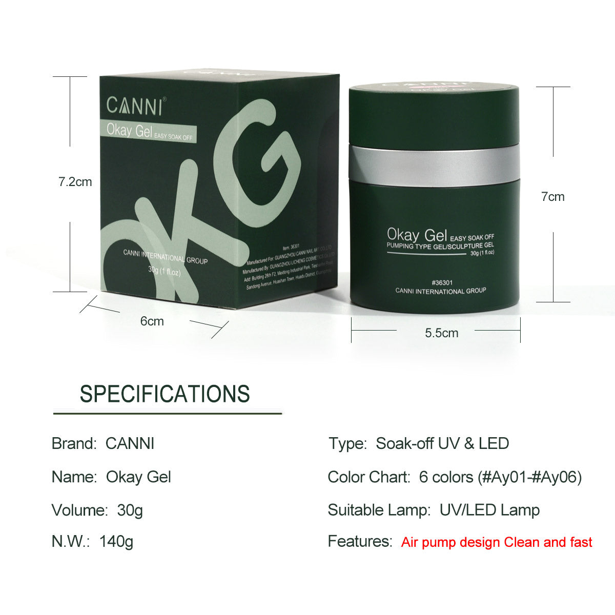 CANNI OKay Gel UV/LED építőzselé 30g - Ay05 Balsam